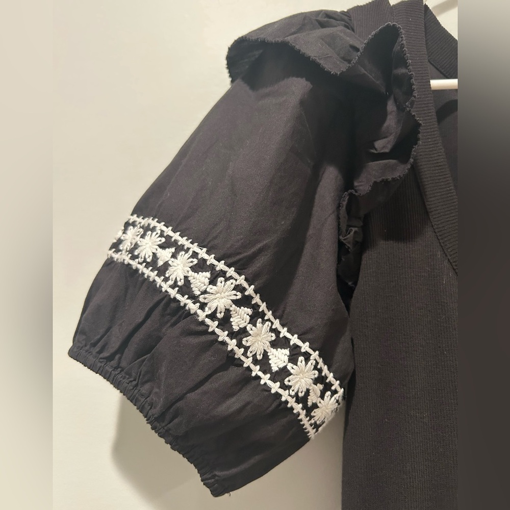 Cleobella Selma Black Midi Dress with Puff Sleeves NWT - Picture 6 of 9